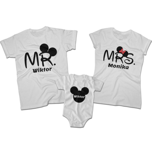 Zestaw koszulek dla rodziców i syna Mr Mickey Mrs Mickey